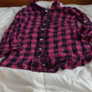 Pink and Navy blue Plaid shirt